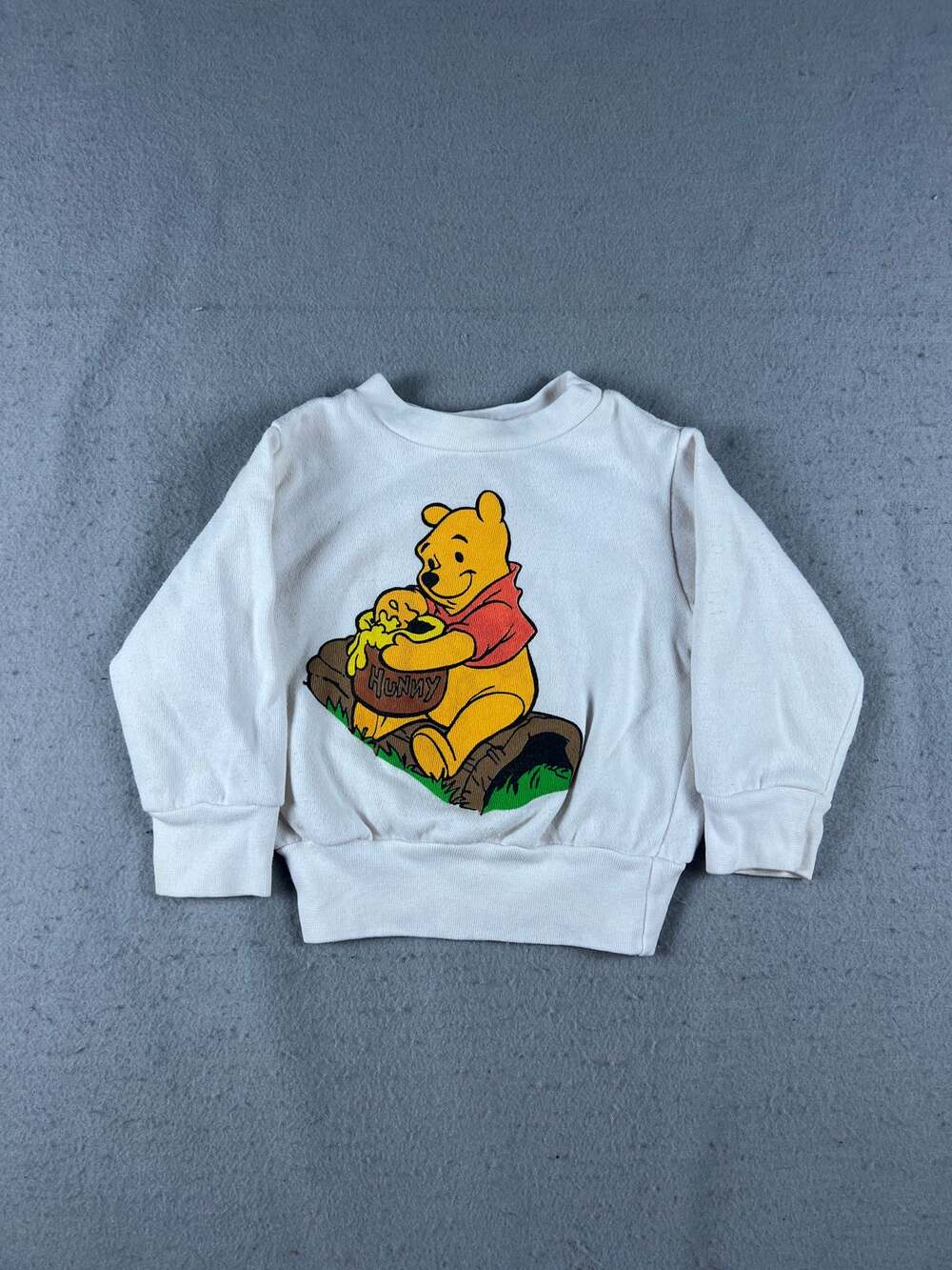 Vintage Disney Winnie The Pooh Sweatshirt Toddler 2T White Hunny Pot Made in USA